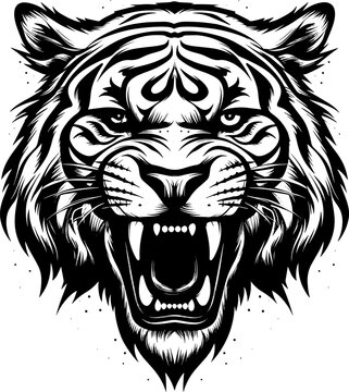 Bold Tiger Tattoo Design on White Background