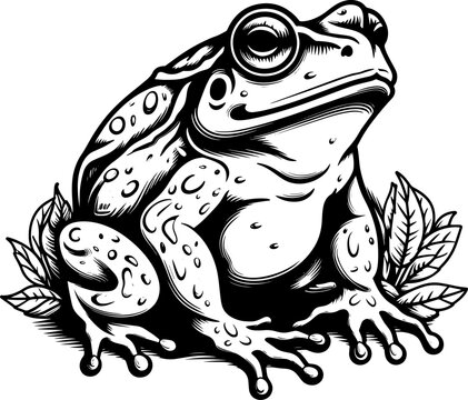 Bold Ink Toad Tattoo Style Black Line Art Illustration
