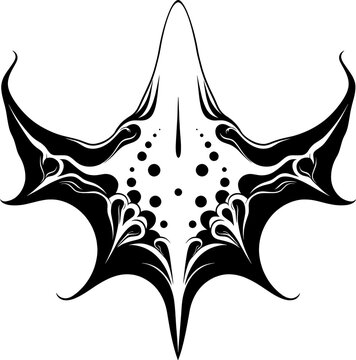 Angel Shark Tribal Tattoo Style Black Line Art Illustration