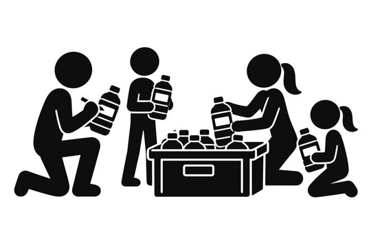Family Organizing Emergency Drinking Water Supplies for Disaster Preparedness