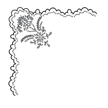 Broderie Anglaise white eyelet embroidery corner frame and scalloped border vector set for textile design and fashion apparel decoration