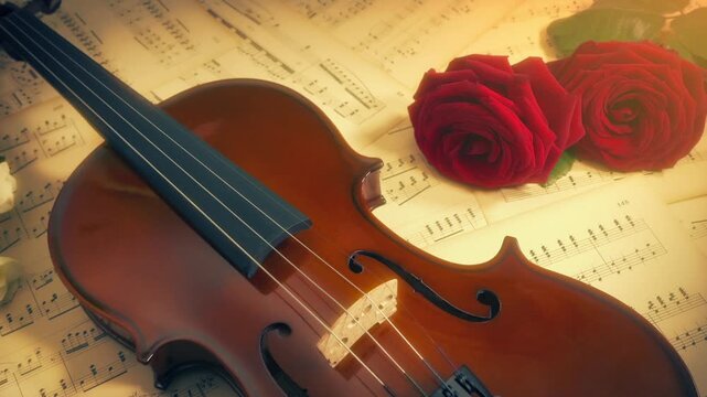 Violin And Roses Music Performance Concept
