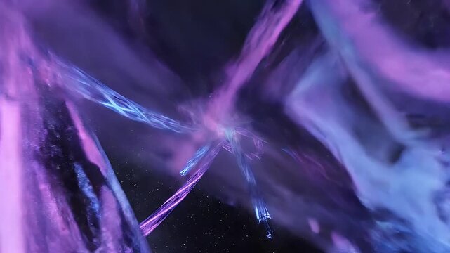 Blue and purple energy beams swirling in deep space.