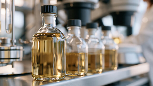 Automated laboratory equipment analyzing the authenticity of olive oil using near infrared spectroscopy, food fraud detection, edible oil quality testing, agricultural product