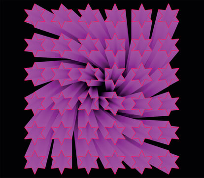 Vibrant pink 3D star grid pattern creating a mesmerizing optical illusion and deep tunnel effect.