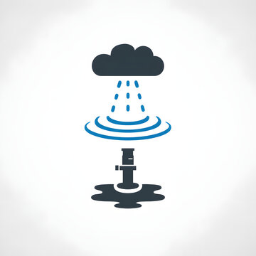 Smart Water Sprinkler Irrigation Vector Icon.