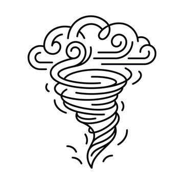 Tornado and storm cloud line icon, vector outline illustration of cyclone and whirlwind
