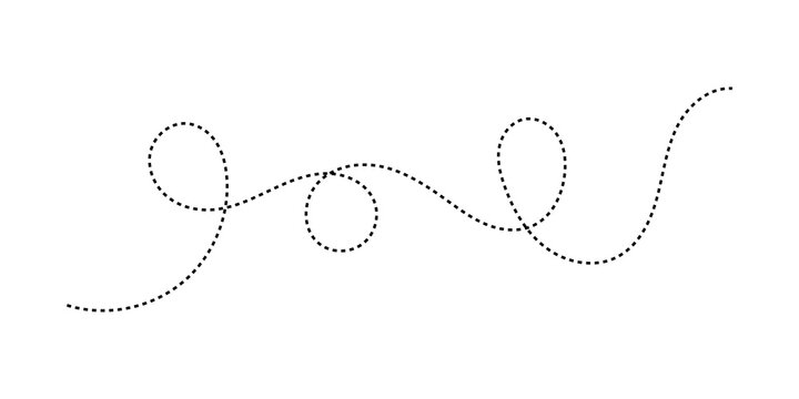 Black dashed line with loops and curves on a simple path design
