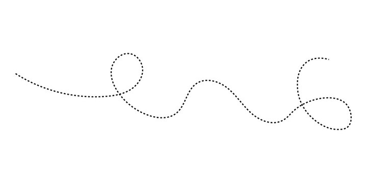 Black dashed line path in a wavy swirling pattern