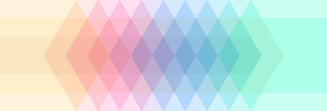 An image composed of numerous flat, semi-transparent rhombuses or squares featuring transition effects. A dynamic gradient background. Vector for a brochure, poster, cover, presentation, or banner.