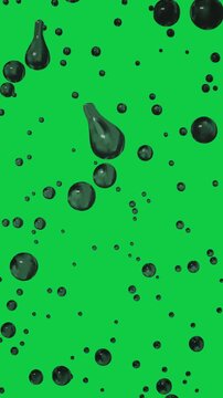 Vertical video: Play starting green drops forming tails, sliding down creating transparent overlay