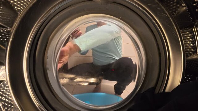 Unloading Laundry from Inside Drum and Overhead Views