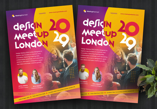 Creative Design Meetup Event Flyer Template Colour Pink