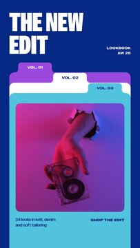 Frame Cut Stories / Bold Stacked Folder Cards With Colorful Tabs for Fashion Lookbooks, Collection Launches and Social Media / Vertical / Part 03