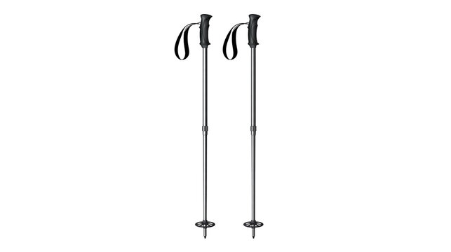 Isolated pair of adjustable ski poles for alpine skiing winter sport and outdoor activities