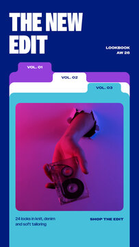 Frame Cut Stories / Bold Stacked Folder Cards With Colorful Tabs for Fashion Lookbooks, Collection Launches and Social Media / Vertical / Part 03