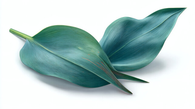 pair of long smooth tulip leaves with a waxy blue-green surface