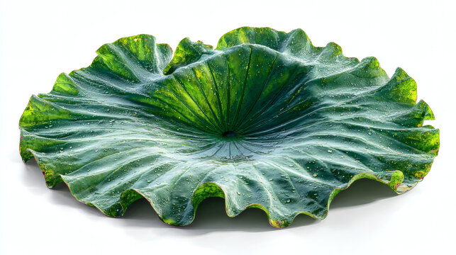 large round lotus leaf with a wavy edge and water-repellent surface