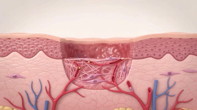 Granulation tissue and capillary growth in wound healing 3D