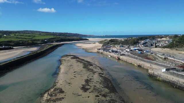Hayle, Cornwall, England: DRONE VIEWS: 1. River Hayle & Copperhouse Pool; 2. North Quay new build apartments (right); 3. Porthkidney beach; 4. St. Ives. Hayle is located 7 miles northeast of Penzance.