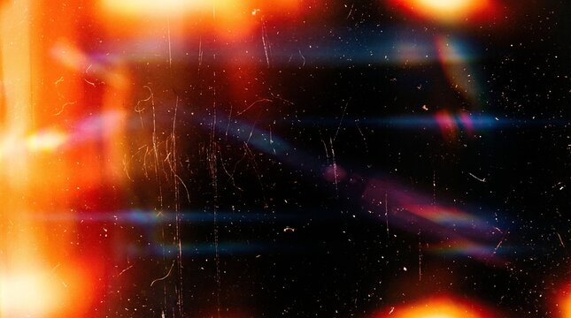 Warm Orange Light Leak Texture Overlay with Scratches Dust and Film Grain