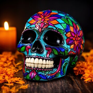 calavera mexicana, calavera decorativa, calavera de az&uacute;car, D&iacute;a de Muertos, arte mexicano, cultura mexicana, tradici&oacute;n mexicana, calavera colorida, calavera de colores, decoraci&oacute;n mexicana, flores de 