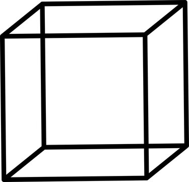 Geometric wireframe cube 3d line art vector illustration isolated on white background copy space commercial concept
