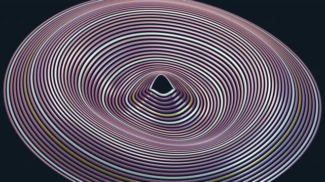 Colored contour lines flow around a rippling oval