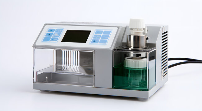An isolated white background sensor chamber is the foundation for an industrial air quality monitoring instrument