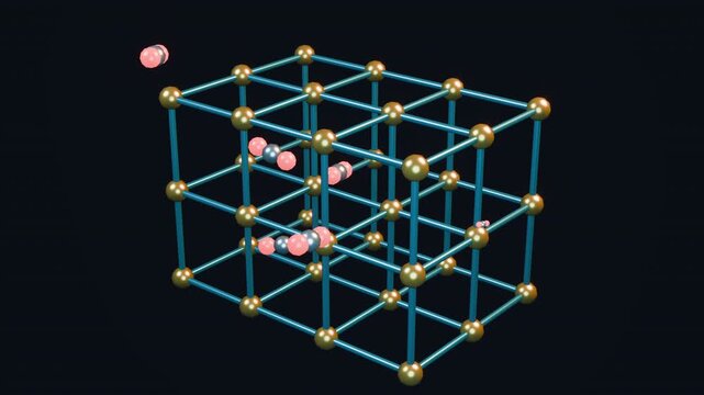A porous framework captures carbon dioxide molecules