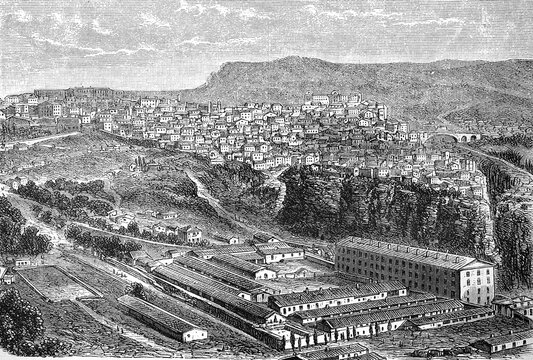 Constantine in Algeria, in the year 1880, Historical, digital reproduction of an original 19th century