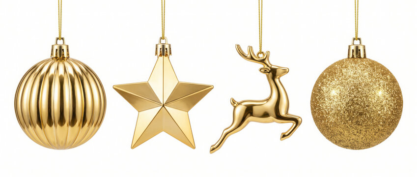 golden christmas ornaments decoration