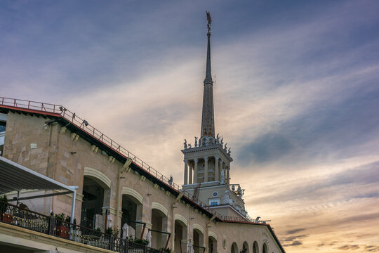 Spire and clock of the Sochi Marine Station