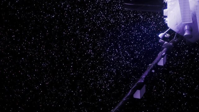 Spacecraft moving through the vast cosmos surrounded by glowing stars and distant galaxies in the universe