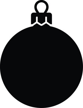 Christmas bauble hangs as a simple black silhouette shape that serves as a versatile element for various seasonal design layouts.