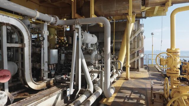 Industrial Gas Booster Compressor Skid Unit on Offshore Platform