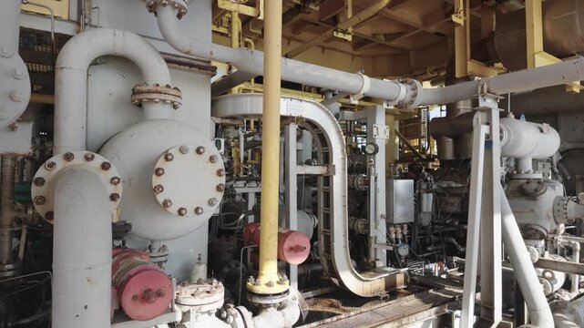 Industrial Gas Booster Compressor Skid Unit on Offshore Platform
