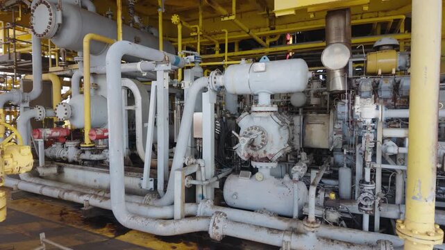 Industrial Gas Booster Compressor Skid Unit on Offshore Platform