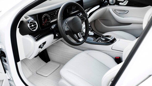 Luxurious interior gleams with clean lines and soft textures
