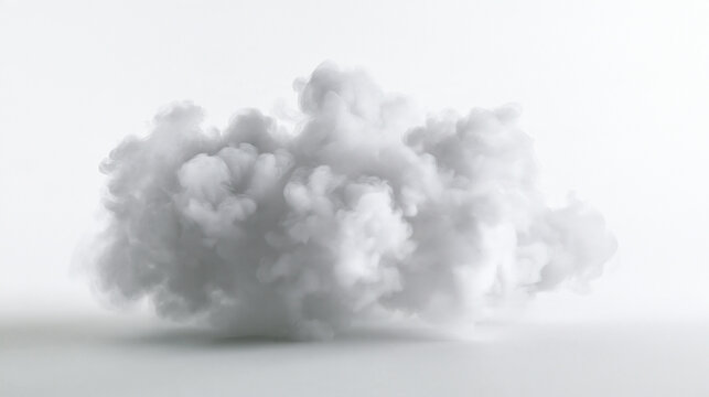 Fluffy White Cloud Floating on Minimal Studio Background