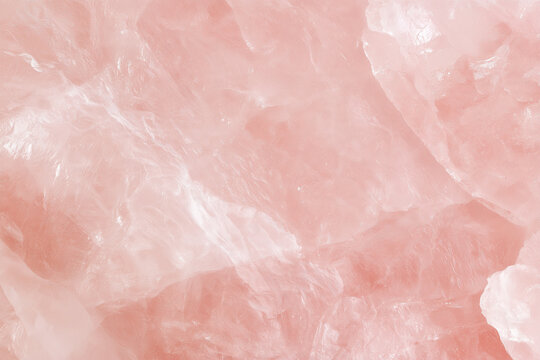 Macro photograph of pale rose quartz mineral surface