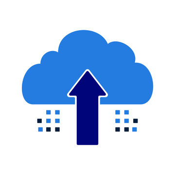 Cloud Upload Icon with Upward Arrow and Data.
