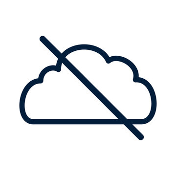Cloud Icon with Diagonal Line Symbolizing No Cloud.