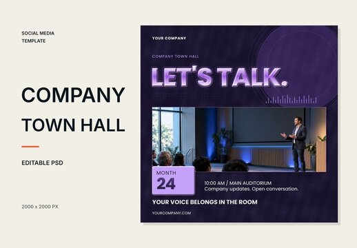 Company Town Hall Enhanced template social media