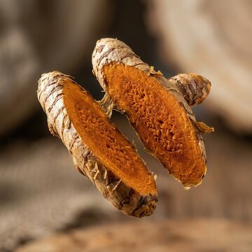 Fresh Turmeric Root Slices Vibrant Orange Spice Healthy Ingredient for Cooking and Medicine