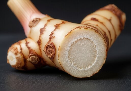 Galangal Root Slice Fresh Aromatic Rhizome Ingredient Close up Macro