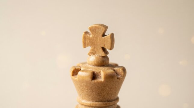 Wooden Chess King Piece Against Neutral Background