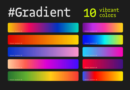 Vibrant Gradient Color Palette Swatches Set