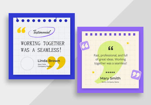 Customer Testimonial Card Templates with Quote Marks