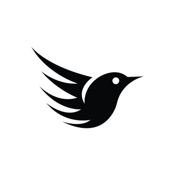 A stylized flying dove bird in profile featuring sweeping wings and a clean silhouette on a white background.